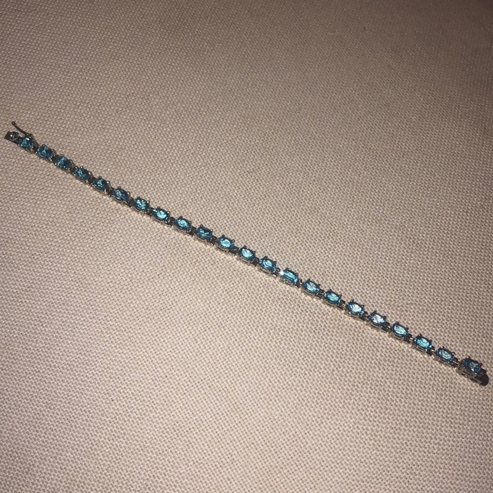 Sterling Silver Blue Topaz Tennis Bracelet